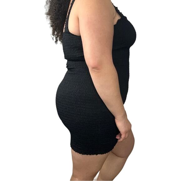 Forever21 Plus Gauze Bodycon Mini Little Black Going Out Dress NWOT 0X 14/16 - Picture 4 of 6